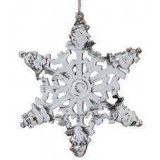 Χριστουγεννιάτικο Κρεμαστό Αστέρι Χιονονιφάδα, Ασημί (12cm)